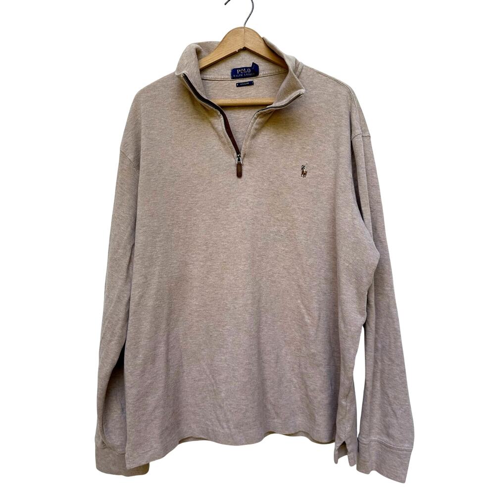 Polo Ralph Lauren Estate Rib 1/4 Zip Pullover XXL 100% Cotton Tan